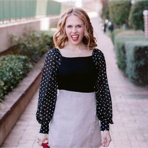 Chicwish Black and White Polka Dot Sleeve Top